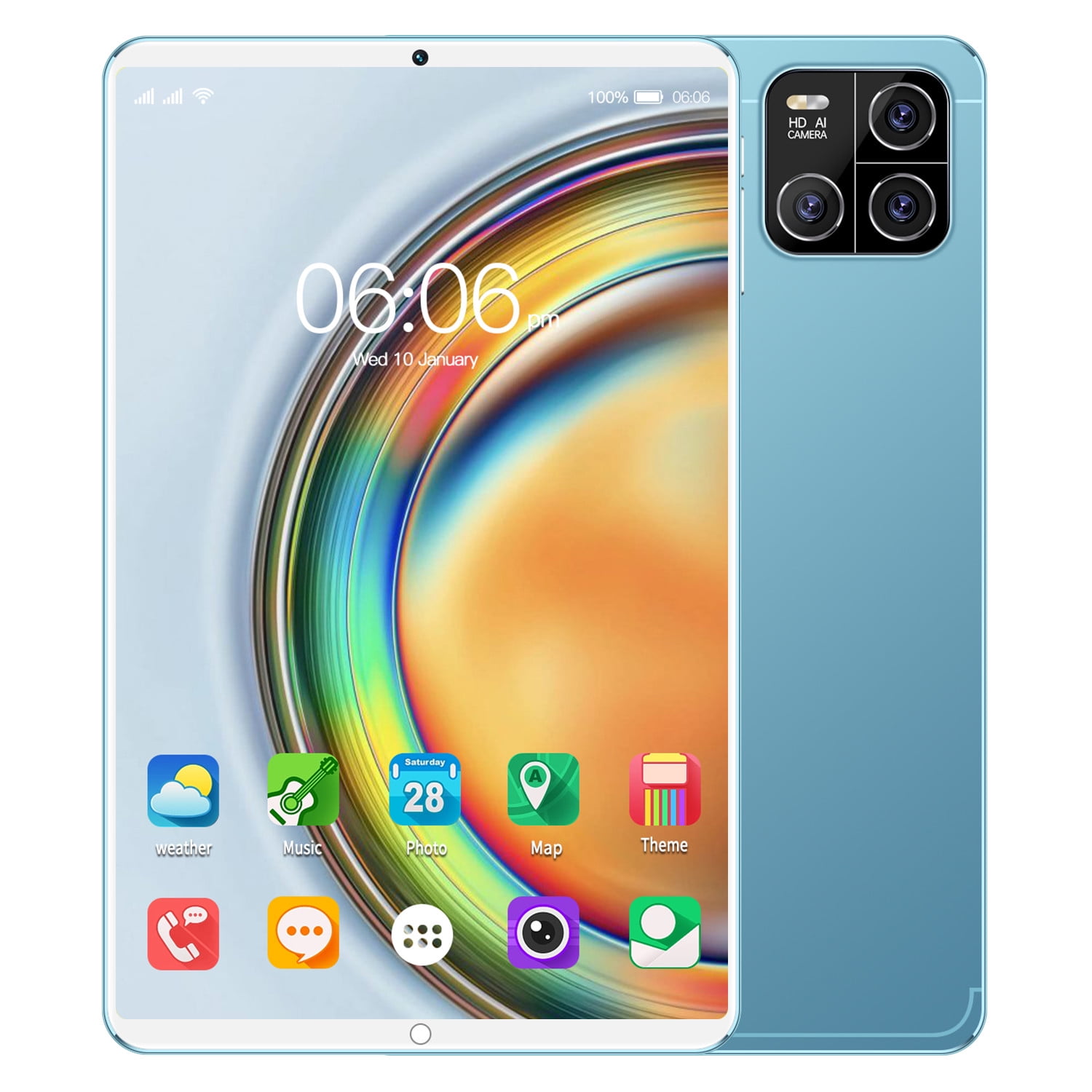 Tuphregyow 1G+16G Call Game Camera HD Display, Card 10.1 Inch Smart Tablet 3500mAh Large Capacity Battery Blue