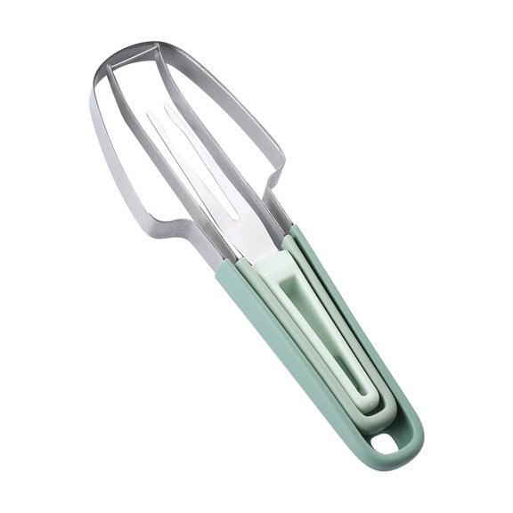 Tuphregyow 3-in-1 Stainless Steel Watermelon Cutter Set with Fork and Melon Baller, Ergonomic and Portable for Easy Watermelon Slicing and Digging Mint Green