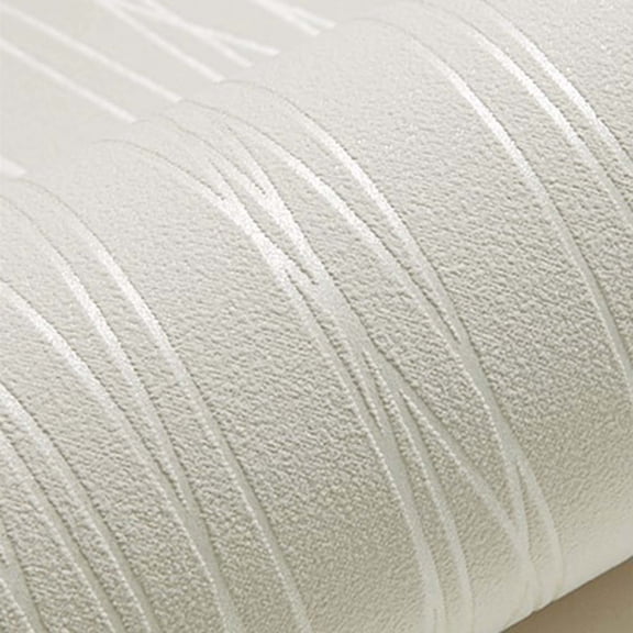 Tuphregyow 53x1000cm Modern Non-Woven Wallpaper Roll Glitter Stripe Textured Flocking Striped Wallcoverings For Bedroom Living Room White