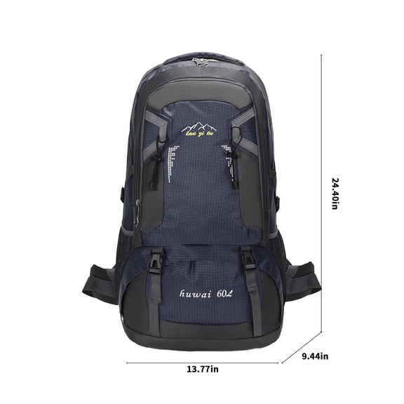 Tuphregyow 60L Lightweight Hiking Backpack for Men and Women Tear and Water Rucksack for Climbing, Fishing, and Travel Dark Blue