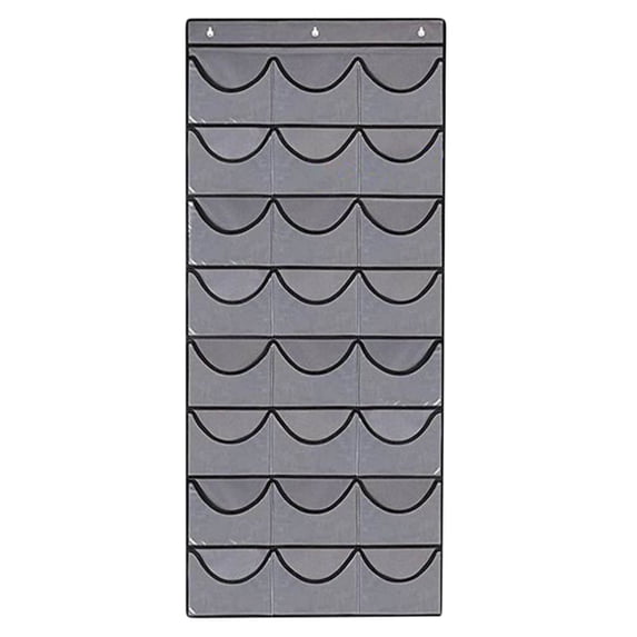 Tuphregyow Baseball Cap Organizer - 24-Pocket Hat Rack for Wall/Door Storage, Closet Hat Holder with Clear Pockets and Hooks Gray