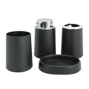 Tuphregyow Bathroom Accessory Set 4 Piece with Soap Dispenser Pump, Toothbrush Holder, Tumbler, and Soap Dish Black