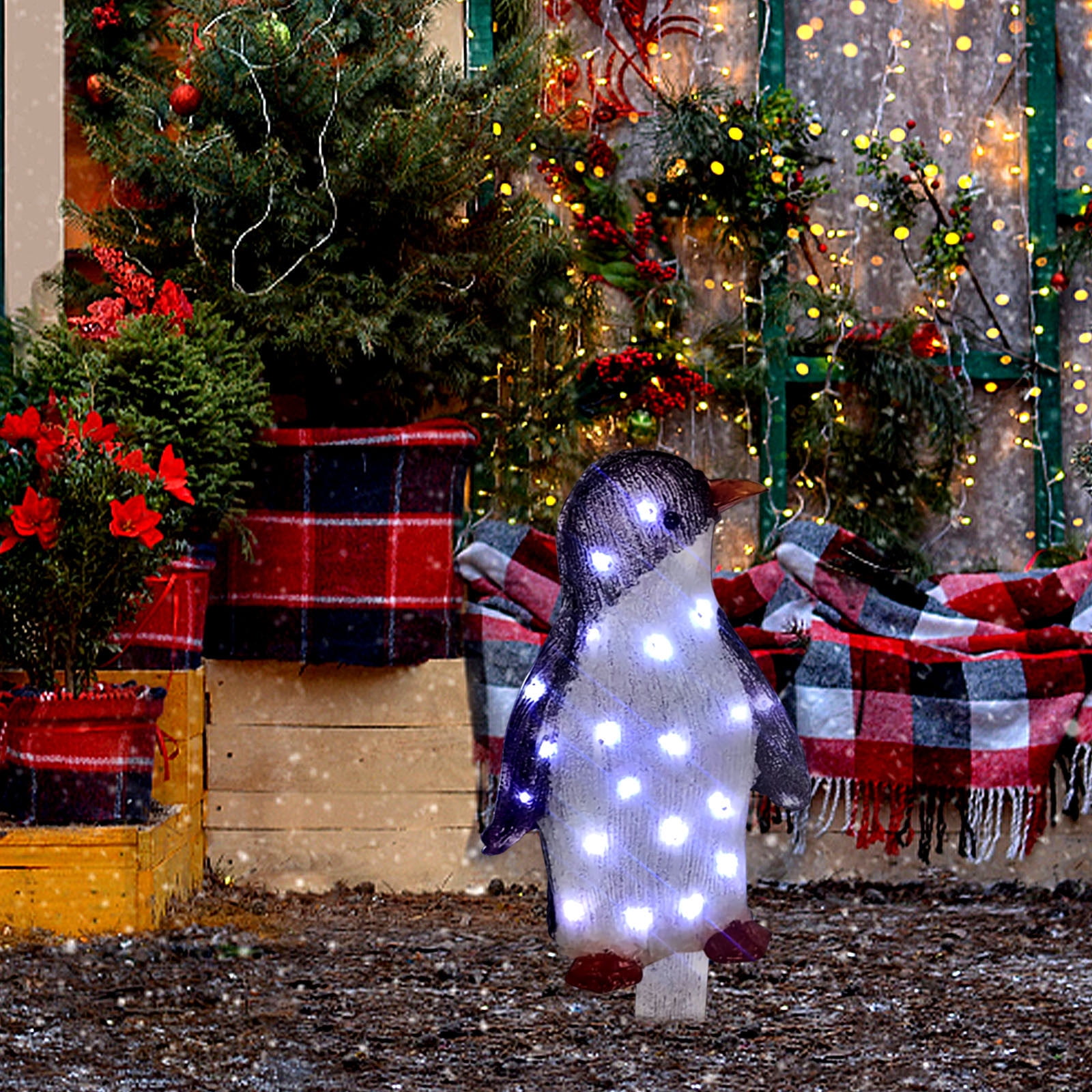 Tuphregyow Battery Operated Lighted Penguin Outdoor Christmas Yard