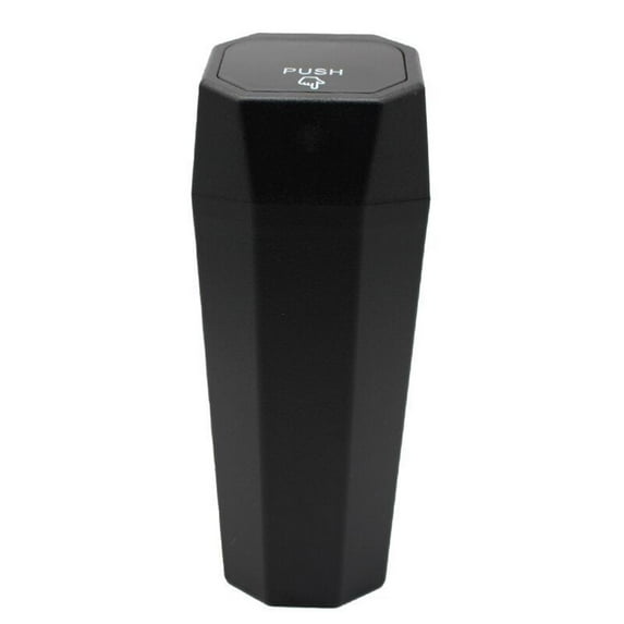 Tuphregyow Black ABS Car-Mounted Trash Can with Cup-Type Design for Easy Garbage Disposal and Odor Sealing Black