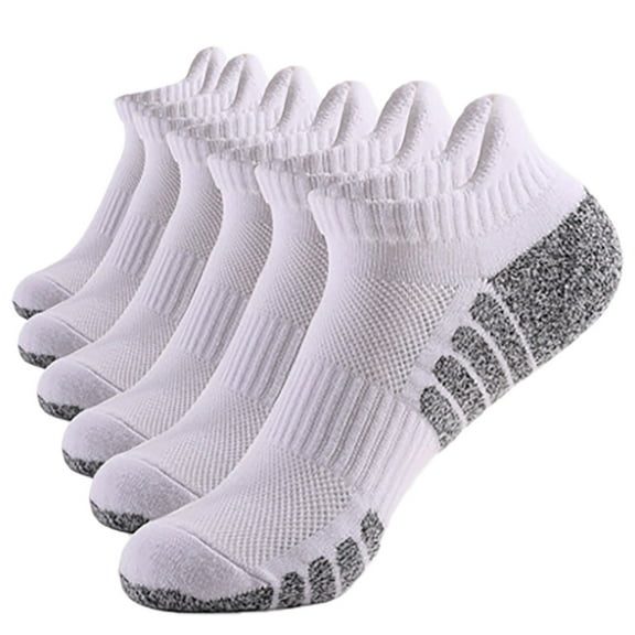 Tuphregyow Breathable Low Cut Towel Cotton Socks 6 Pairs, Men and Women, Control Athletic Performance, Comfortable Cushioning, Casual Ankle Length, Ideal for Running White XL