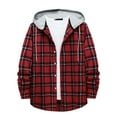 thumbnail image 1 of Tuphregyow Coat for Men Lounge Loose Button Down Plus Size Tartan Coats Trendy Blazer Drawstring Hoodies Long Sleeve Plaid Puffer Shacket Jacket Trench Red XL, 1 of 9