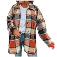 thumbnail image 1 of Tuphregyow Coat for Women Plaid Tartan Coats Lounge Boyfriend Button Down Winter OverOverwear Lapel Trendy Blazer Puffer Shacket Jacket Trench Long Sleeve Orange M, 1 of 3