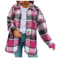 thumbnail image 1 of Tuphregyow Coat for Women Plaid Tartan Coats Lounge Boyfriend Button Down Winter OverOverwear Lapel Trendy Blazer Puffer Shacket Jacket Trench Long Sleeve Hot Pink XL, 1 of 6