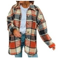 thumbnail image 1 of Tuphregyow Coat for Women Plaid Tartan Coats Lounge Boyfriend Button Down Winter OverOverwear Lapel Trendy Blazer Puffer Shacket Jacket Trench Long Sleeve Orange S, 1 of 3