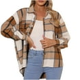 thumbnail image 1 of Tuphregyow Coat for Women Puffer Shacket Jacket Trench Trendy Blazer Lounge Boyfriend Button Down Bust Pocket Tops Cardigan Plaid Tartan Coats Lapel Long Sleeve Yellow M, 1 of 7