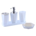 thumbnail image 1 of Tuphregyow Complete 5 Piece Bathroom Accessory Set Includes Soap Dispenser, Toothbrush Holder, Tumbler, Soap Dish, and Shower Tray White, 1 of 7