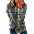 thumbnail image 1 of Tuphregyow Discount Womens Tops Dressy Drawstring Blouse Tummy Hiding Hooded Neck Long Sleeve Striped Comfy Casual Plus Size Tunic Top For Ladies Gray XXXXXL, 1 of 4