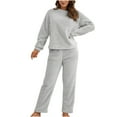 thumbnail image 1 of Tuphregyow Discount Womens Tops Plus Size Tunic Top For Ladies Plush Warm Raglan Pullover Pants Pocket Sets at Home Loose Tummy Hiding Crewneck Long Sleeve Comfy Casual Solid Color Gray S, 1 of 7