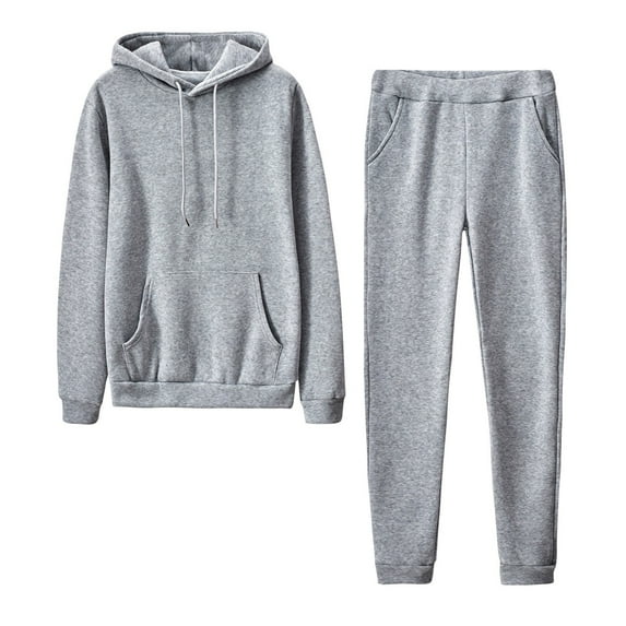 Tuphregyow Discount Womens Tops Tracksuit Sweatshirt Pants Sets Loose Tummy Hiding Plus Size Tunic Top For Ladies Drawstring Hooded Neck Long Sleeve Solid Color Comfy Casual Gray XXL