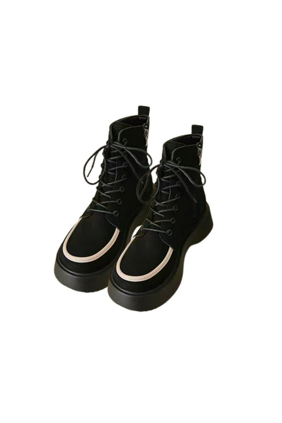 European and American Style Women's Lace up Mid calf Boots with Velvet Lining for Fall and Winter, Comfortable and Stylish Korean Inspired Fashion Boots Black 39