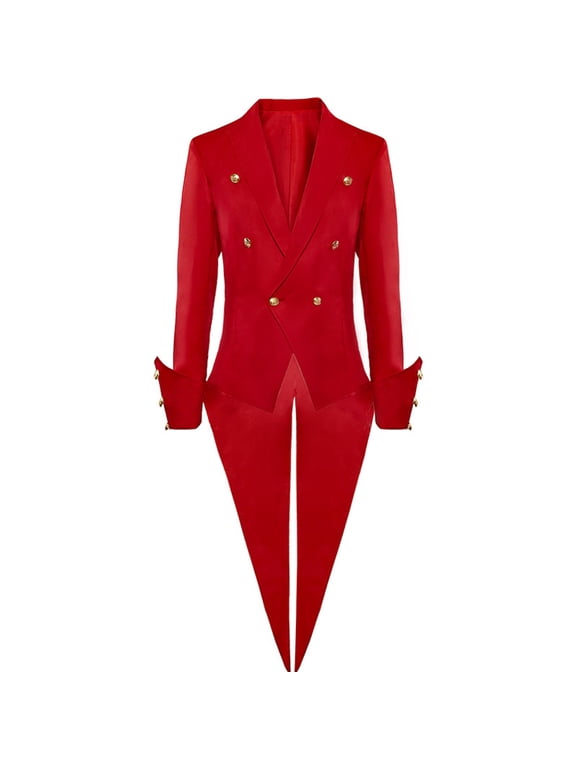 Fashionable Slim Tuxedo Jacket for Men - Tailcoat Dress Coat for Swallowtail Dinner Party Wedding, Fashionable and Elegant Red M