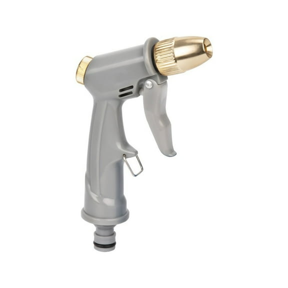 Tuphregyow Gray Plastic High-Pressure Water Spray Gun - Adjustable Pattern Car Wash Hose Nozzle with Ergonomic Grip and Continuous Spray Lock - Ideal for Garden Watering and Cleaning Pack of 1 Gray