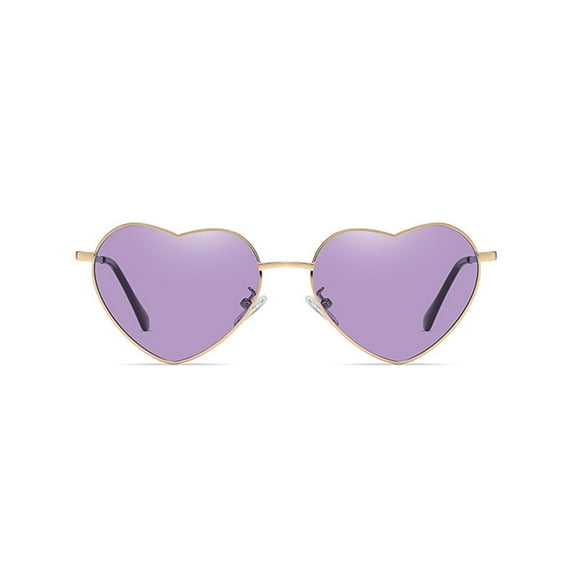 Tuphregyow Heart Shaped Sunglasses - Transparent Candy Color Frameless Heart Glasses for Party Favors Purple
