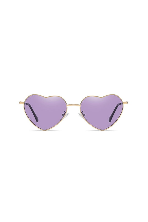Heart Shaped Sunglasses - Transparent Candy Color Frameless Heart Glasses for Party Favors Purple