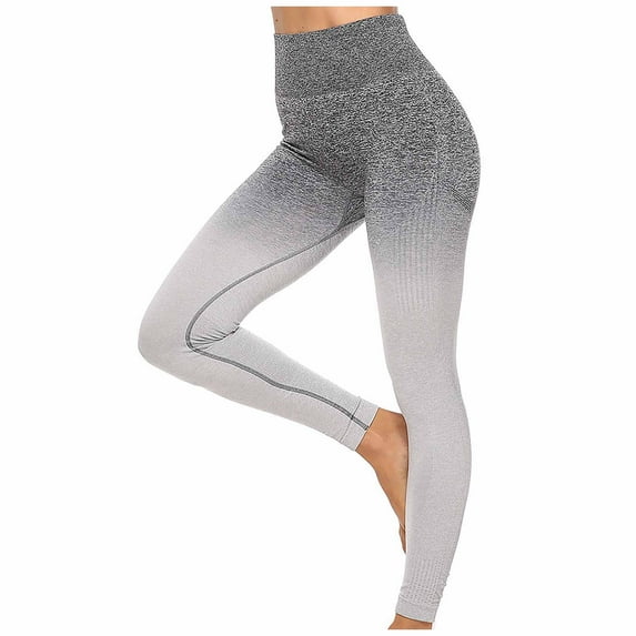 Tuphregyow High Waist Gradient Color Yoga Pants for Women, Butt Lifting Exercise Leggings, Comfy Stretchy Tights for Workout and Running Gray S