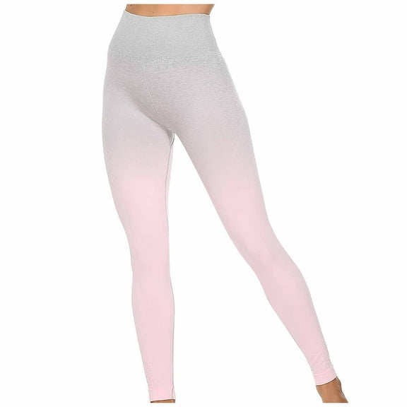 Tuphregyow High Waist Gradient Color Yoga Pants for Women, Butt Lifting Exercise Leggings, Comfy Stretchy Tights for Workout and Running Pink M
