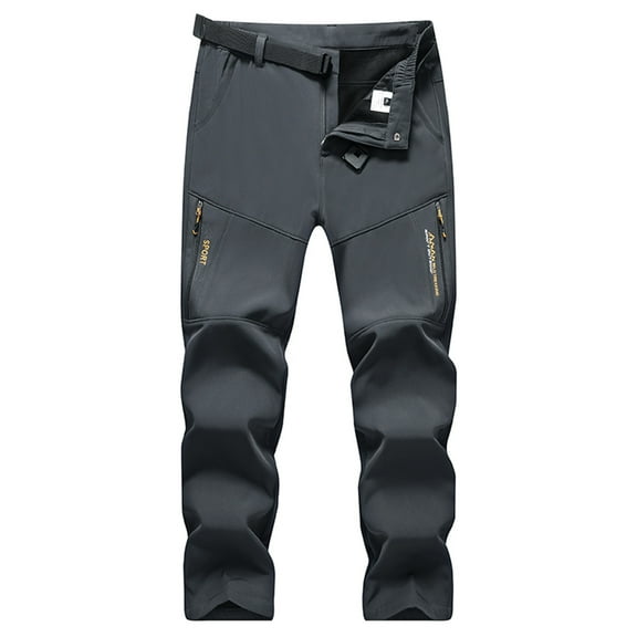 Tuphregyow Hiking and Skiing Men's Winter Pants - Fleece Lined Waterproof Snow Pants with Pockets, Soft Cargo Pants Dark Gray XL