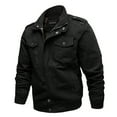 thumbnail image 1 of Tuphregyow Men Fleece Jacket Lined Zip Up Flannel Coat Trendy Solid Casual Long Sleeve Thermal Warm Fall Winter Outwear Comfy Black XXL, 1 of 3