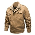 thumbnail image 1 of Tuphregyow Men Fleece Jacket Lined Zip Up Flannel Coat Trendy Solid Casual Long Sleeve Thermal Warm Fall Winter Outwear Comfy Khaki L, 1 of 7