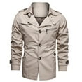 thumbnail image 1 of Tuphregyow Men Fleece Jacket Trendy Solid Warm Fall Winter Outwear Hiking Casual Long Sleeve Lined Zip Up Flannel Coat Beige XXXXXL, 1 of 5
