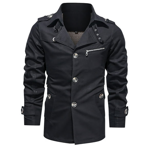 Tuphregyow Men Fleece Jacket Trendy Solid Warm Fall Winter Outwear Hiking Casual Long Sleeve Lined Zip Up Flannel Coat Black XXL