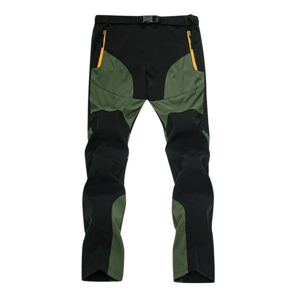 Tuphregyow Men Hiking Cargo Pants Work Pants Quick-Dry Outdoor Water Pants Solid Trendy Lightweight Mountain Zipper Pocket Army Green XL
