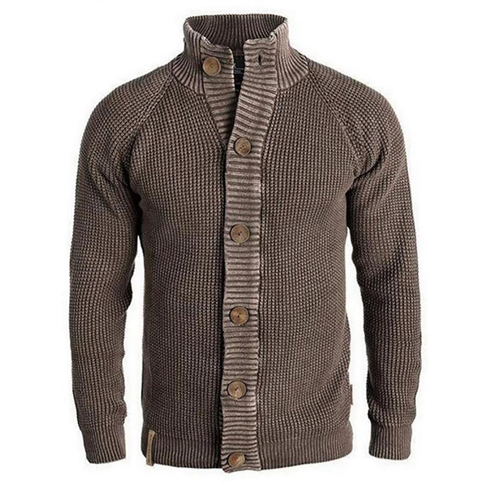 Tuphregyow Men Knit Cardigan Sweater Open Front Comfy Lightweight Long Length Trendy Casual Long Sleeve Shawl Collar Buttons Down Solid Brown XL Walmart Business Supplies