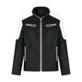 thumbnail image 1 of Tuphregyow Men Leather Jackets Zip-Up Slim Biker Coat Outdoor Warm Winter Motorcycle Lapel Faux Bomber Jacket Solid Trendy Black XXXXXL, 1 of 5