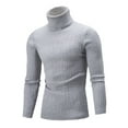 thumbnail image 1 of Tuphregyow Men Ribbed Slim Knitted Pullover Chunky Casual Fall Winter Lightweight Warm Sweaters Trendy Turtle Neck Sweater Long Sleeve Knit Pullover Oversized Solid Gray XL, 1 of 2