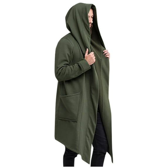 Tuphregyow Men Shawl Collar Cardigans Hooded Open Front Sweaters Winter Outwear Warm Casual Long Sleeve Slim Knit Sweater Pockets Solid Trendy Army Green S