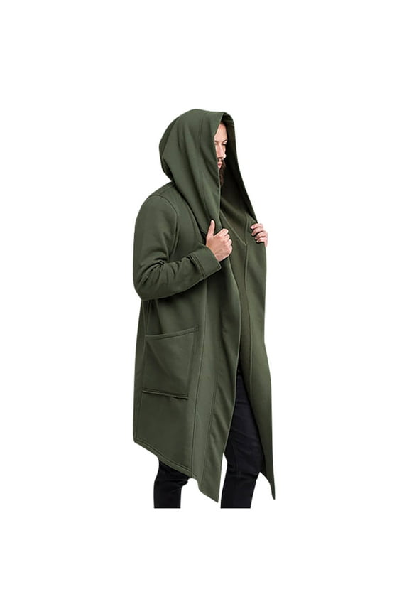 Men Shawl Collar Cardigans Hooded Open Front Sweaters Winter Outwear Warm Casual Long Sleeve Slim Knit Sweater Pockets Solid Trendy Army Green XL
