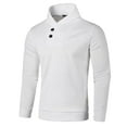 thumbnail image 1 of Tuphregyow Men Slim Button Up Mock Neck Sweater Solid Trendy Warm Winter for Casual Or Dressy Wear Knitted Pullover Sweaters with Ribbing Casual Long Sleeve Sweater White L, 1 of 4