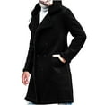 thumbnail image 1 of Tuphregyow Men Trench Coat Button Down Wool Top Pea Coat Solid Trendy Winter Open Front Lightweight Long Length Winter Long Single Breasted Black XXXL, 1 of 5