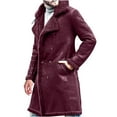 thumbnail image 1 of Tuphregyow Men Trench Coat Button Down Wool Top Pea Coat Solid Trendy Winter Open Front Lightweight Long Length Winter Long Single Breasted Wine XXXXXL, 1 of 6