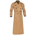 thumbnail image 1 of Tuphregyow Men Trench Coat Lapel Single Breasted Soft Business Overcoat Wool Slim Top Coat Trendy Solid Winter Warm Coat Khaki XXL, 1 of 5