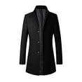 thumbnail image 1 of Tuphregyow Men Wool Pea Coat Wool Slim Top Coat Lapel Thermal Single Breasted Business Overcoat Trendy Winter Warm Coat Solid Black XL, 1 of 5