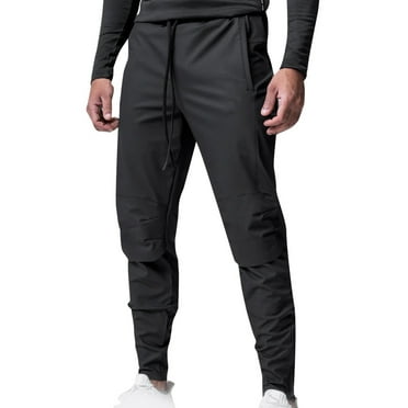 Tuphregyow Men's Athletic Workout Pants with Drawstring Waist and Multiple Pockets Stretchy Leggings for Sports, Gym, Running, and Casual Wear Men Trendy Pants Black XL