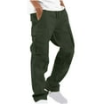 thumbnail image 1 of Tuphregyow Men's Cotton Drawstring Wide Leg Baggy Pants Solid Lightweight Multi-Pocket Pants Outdoor Cargo Jogger Pants Work Hiking Loose Straight Trousers Army Green L, 1 of 2