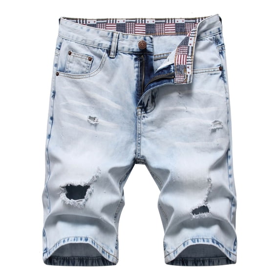 Tuphregyow Men's Denim Shorts Stylish Micro Elastic with Button Zipper Pockets Fashionable Casual Pants for a Loose Comfortable Classic Stretch for a Relaxed Lightweight Feel Blue XXL