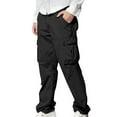 thumbnail image 1 of Tuphregyow Men's Leisure Button Cargo Pants Clearance Breathable High Waist Pleated Loose Trousers Straight Leg Hiking Cotton Pants Athletic Workout Outdoor New Style Trendy Solid Black XXL, 1 of 7