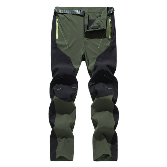 Tuphregyow Men's Lightweight Cotton Quick Dry Cargo Hiking Camping Pants Climbing Long Pants Solid Charge Pants Elastic Outdoor Ripstop Military Pants Multi Pockets Army Green L