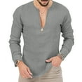 thumbnail image 1 of Tuphregyow Men's Long Sleeve Fashion Leisure Tops Clearance Work Office Outdoor Blouse Basic Designed Regular Fit Shirts Trendy V Neck Wrinkle-Free Tunics New Style Solid Breathable Gray XXL, 1 of 6