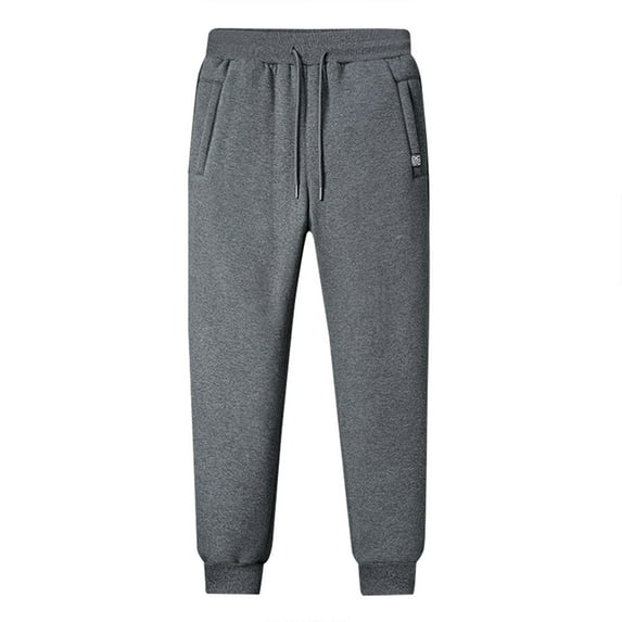 Tuphregyow Men's Plus Size Lamb Wool Casual Trousers Thick Solid Color Stretch Sports Pants for Running, Fitness, and Beach Comfort Gray XXL