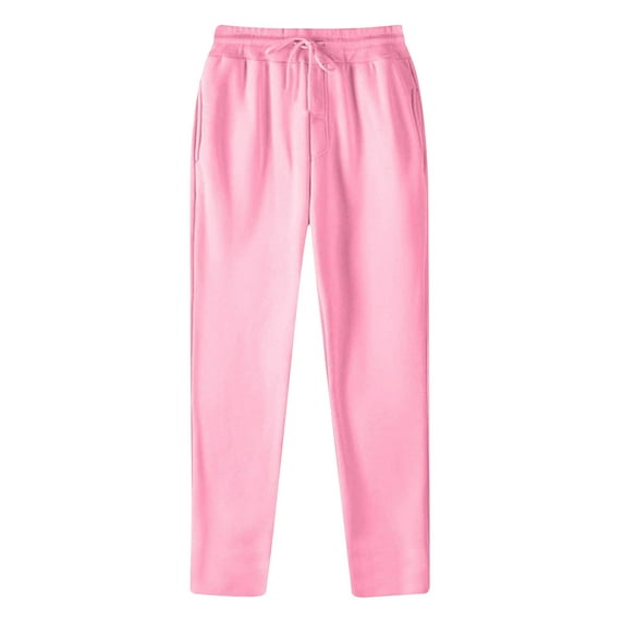 Tuphregyow Men's Solid Color Drawstring Elastic Waist Casual Sweatpants with Straight Leg, Baggy Fit, Athletic Leisure Style Pink L