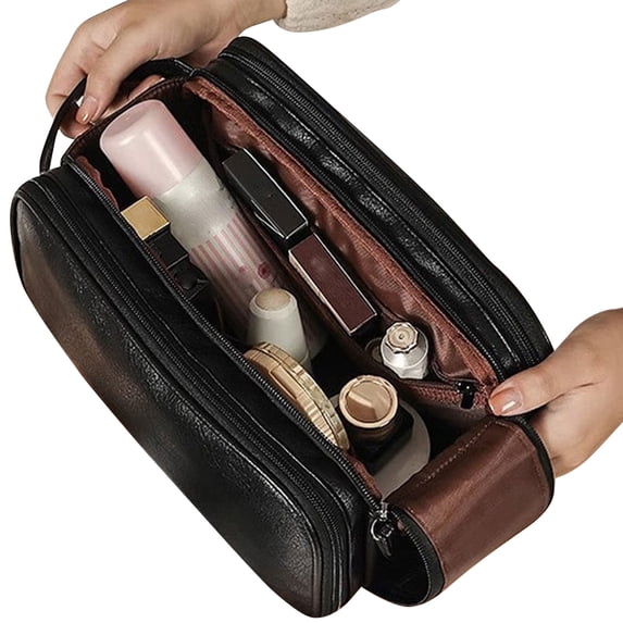 Tuphregyow Multi Functional Makeup Bag For Women, Large Capacity, Portable, Travel, High-end Makeup Brushes, Toiletries, Storage Bag Black